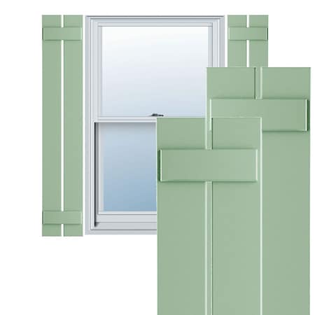 True Fit PVC, Two Board Spaced Board-n-Batten Shutters, Seaglass, 11 1/4W X 45H